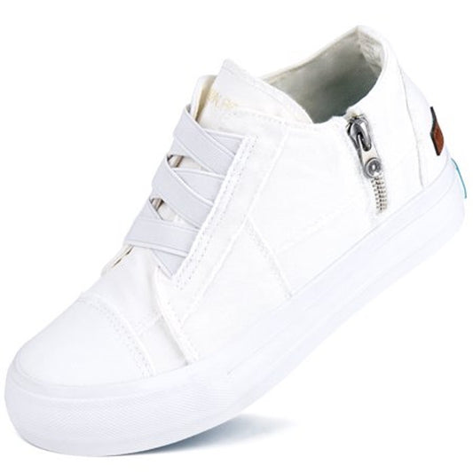 Jenn Ardor Platform Sneakers, Hidden Wedge Canvas Slip-On, White Size 10, Zipper