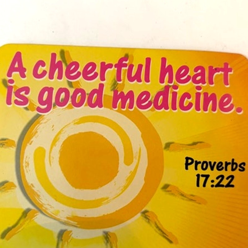 Christian Scripture Fridge Magnet Proverbs 17:22 Sunburst Gradient Design 4.5x3.5