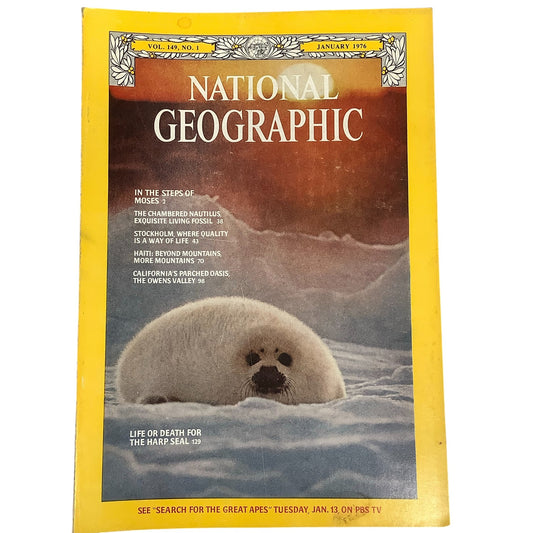 National Geographic Magazine January 1976, Moses, Stockholm, Haiti, California..