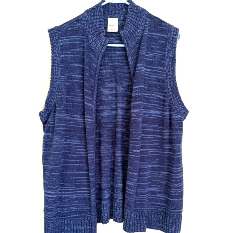 Blair 2-Piece Blue Long Sleeve Top & Navy Knit Vest Set Size L Women