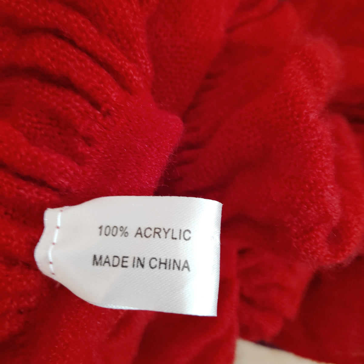 Red Ruffled Knit Scarf Women's 100% Acrylic Ruffle Edge Long Winter Wrap