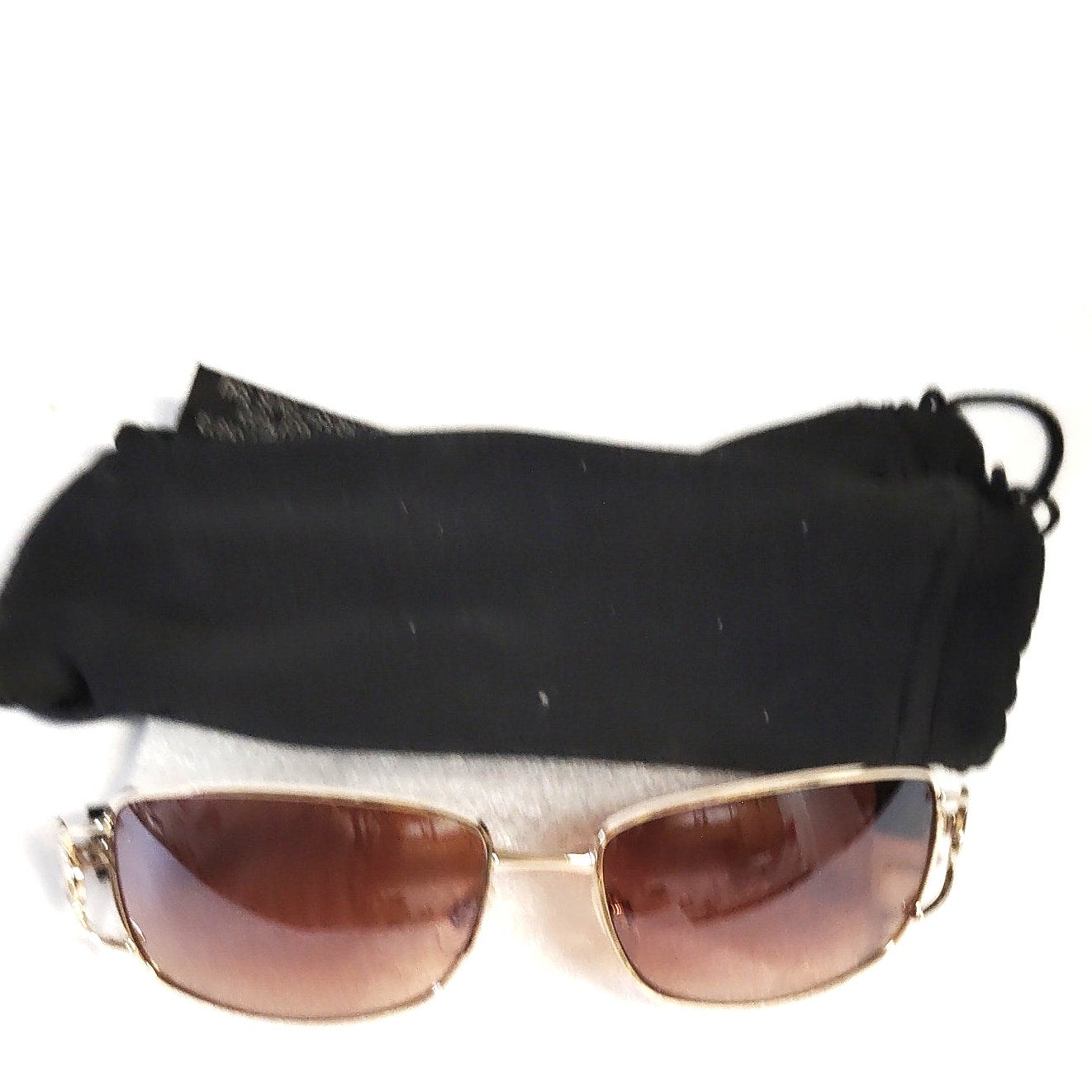VTG Classic HDH Y2K Rimless Gold Filigree Sunglass Frames Brown Gradient Lenses