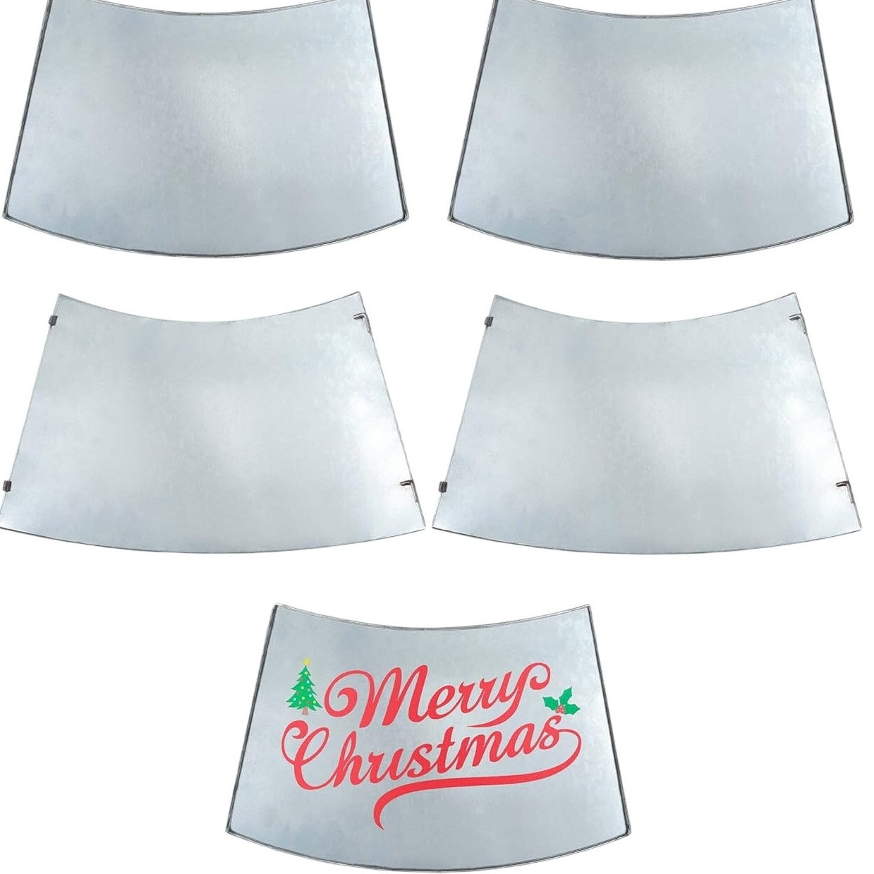 Christmas Tree Collar Basket 5 Iron Sheets Ring 26.5" x 19.5" x 9" Bright Silver