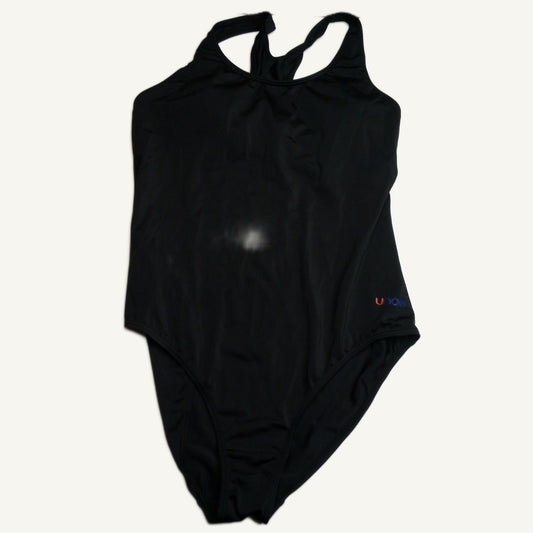 UNOW Women's Black Racerback One-Piece Swimsuit L - Training & Athletic NWT