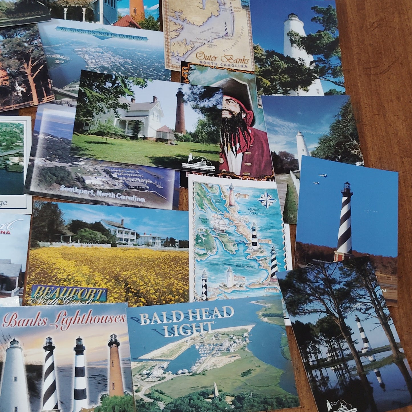 50 NC Lighthouse & Coastal Postcard Collection - Vintage & Modern Scenic Views