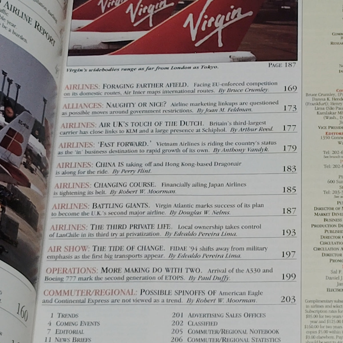 Air Transport World Magazine - June 1994 - Singapore Airlines World Airline Report