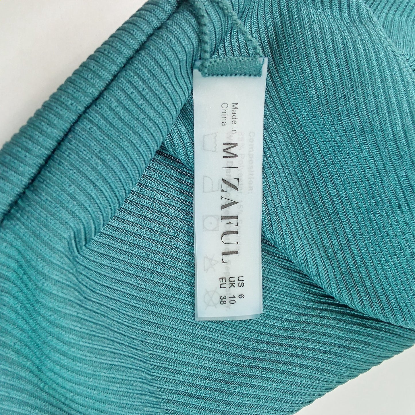 Zaful Deep Teal Ribbed Tie Side Bikini Bottoms Women’s Medium Swimwear