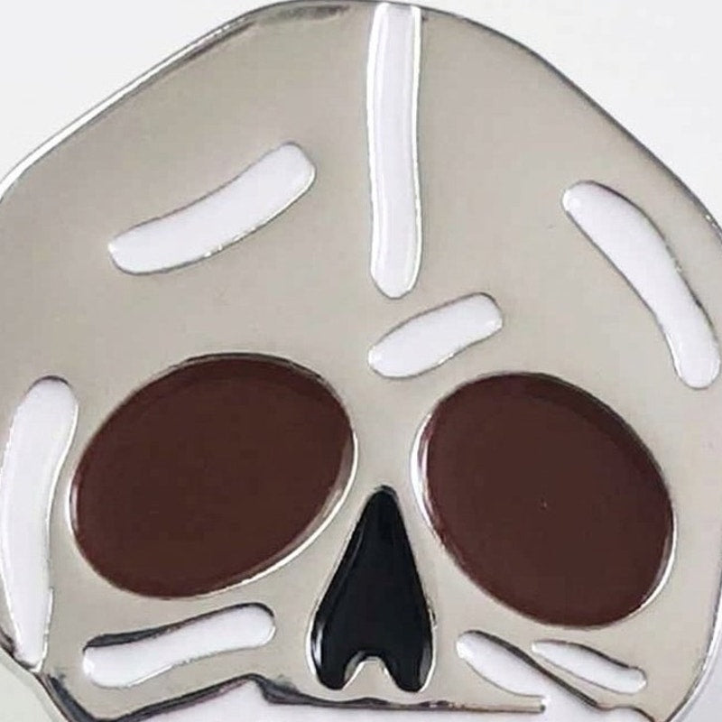 Red-Eye Death Skull Hat, Lapel or Tie Pin, 1-1/8"H x 3/4"W
