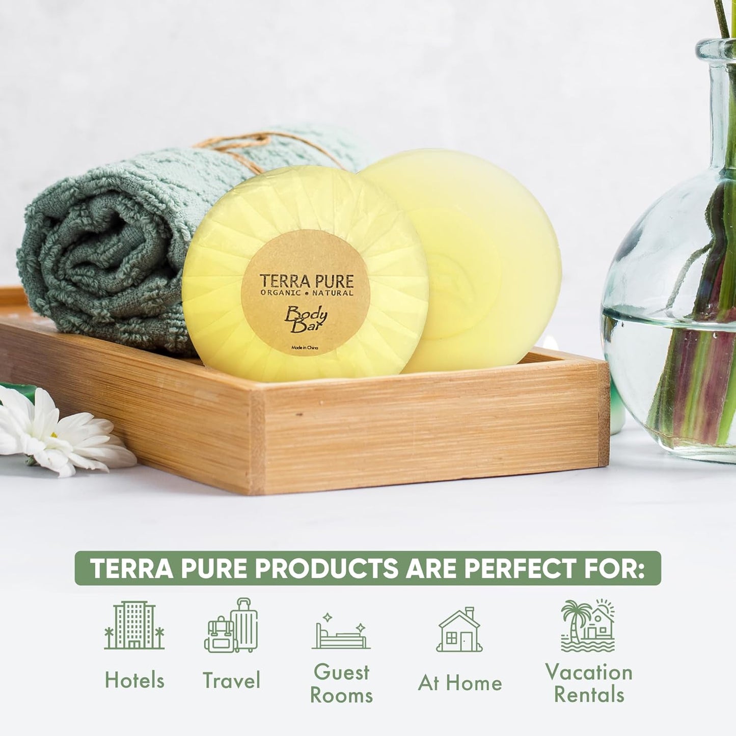 Terra Pure Bar Soap, Travel Size Hotel Amenities, 1.25 oz (Case/350 [35 10-pks])