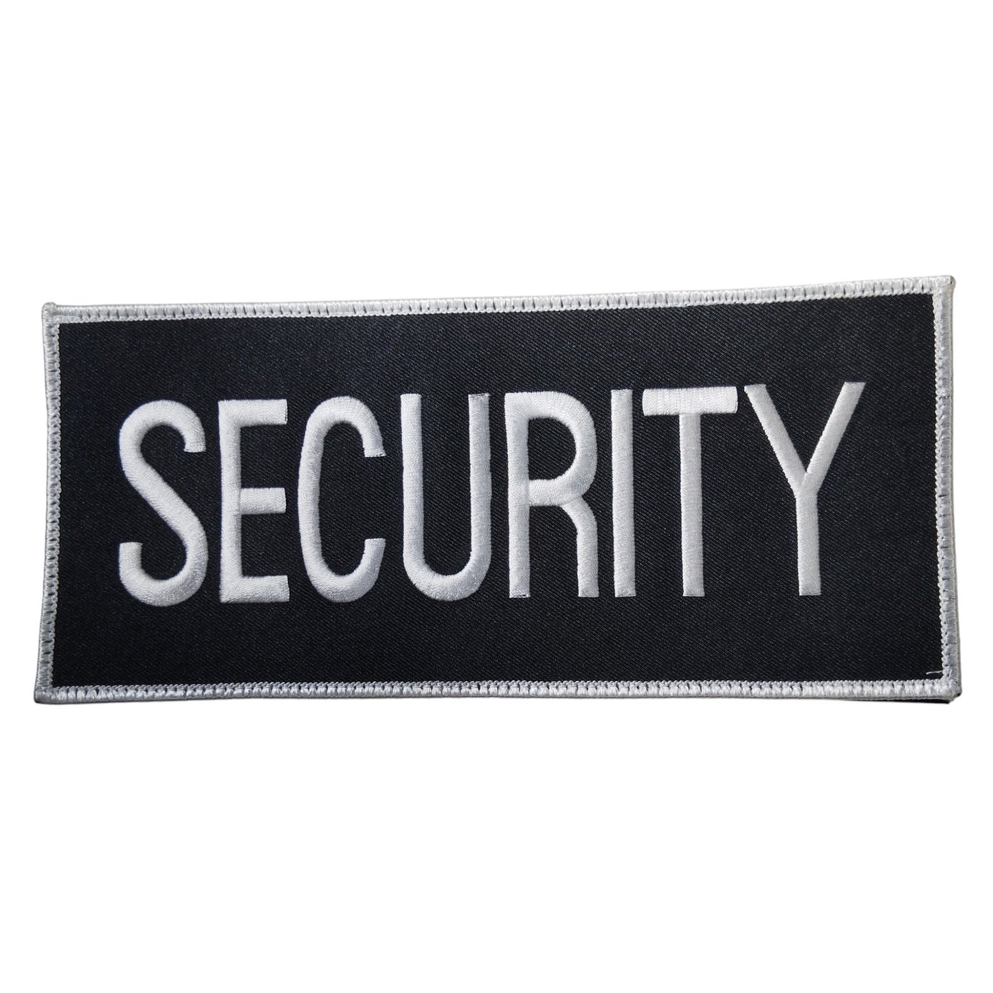 Patch “SECURITY”  9" × 4"  Hook & Loop Backing with Sew-On Panel – Tactical ID Badge – Black/White