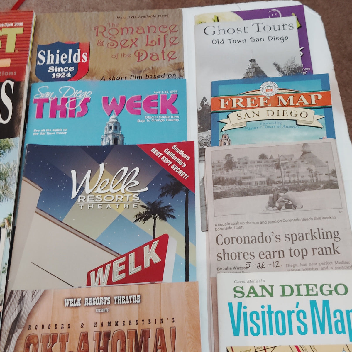 Vintage San Diego & Southern California Travel Ephemera Lot - Maps, Guides, Ads