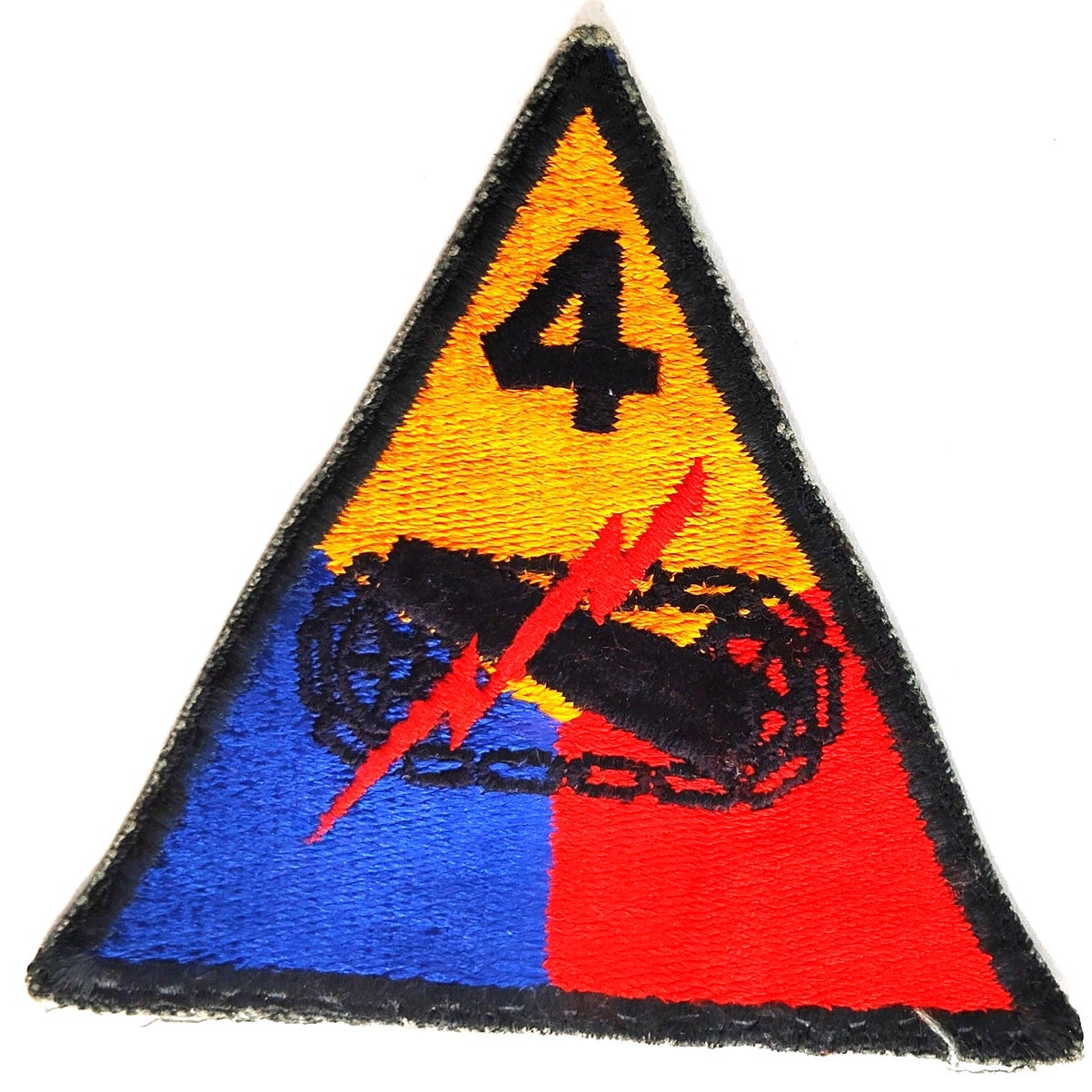 Vintage US Army 4th Armored Division Embroidered Patch WWII 3‑3/8 × 3‑1/2 Sew‑On