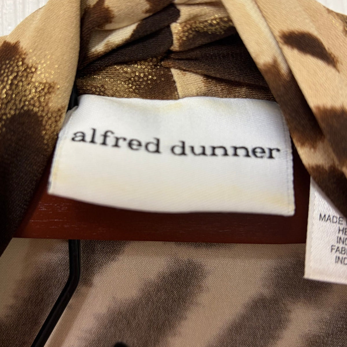 Alfred Dunner Animal Print Open Face 2-in-1 w/ Sewn-In Shirt & Brown Pants Set