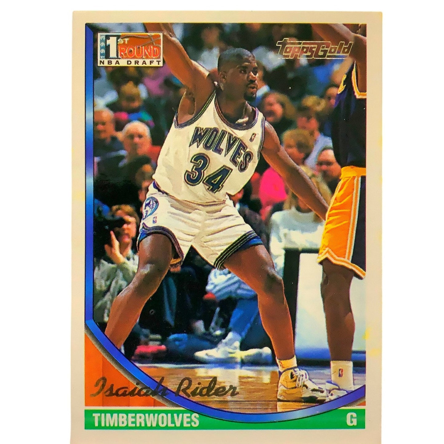 Isaiah Rider, Timberwolves, 1994 Topps Gold, First Round NBA Draft Card 322, EXC