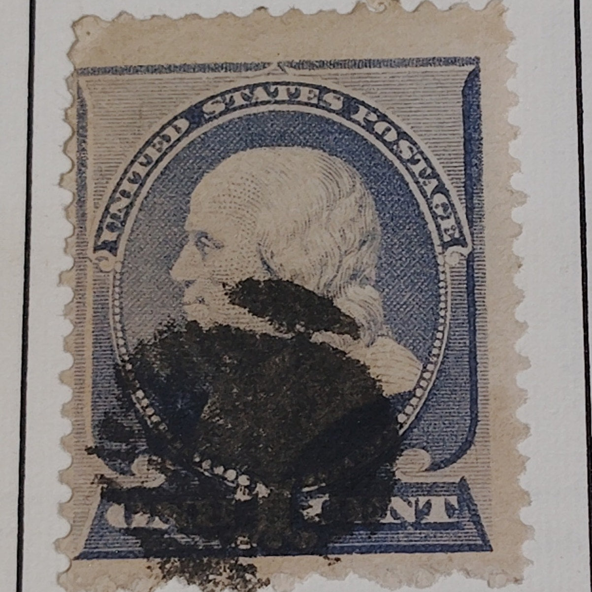 1887 U.S. Postage Stamp – 1¢ Benjamin Franklin – Scott #212 – Ultramarine – Used