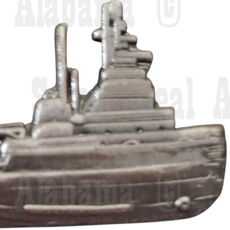 Tug Boat, Patinated Silver Finish Hat, Lapel, Brooch Pin 1-1/4"W x 7/8"H