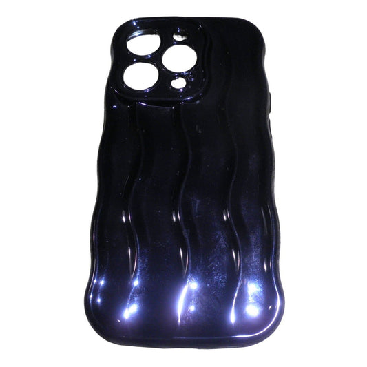 Phone Bumper Case for iPhone 12 Pro and 13 Pro (NOT MAX), Wavy Pattern, Black
