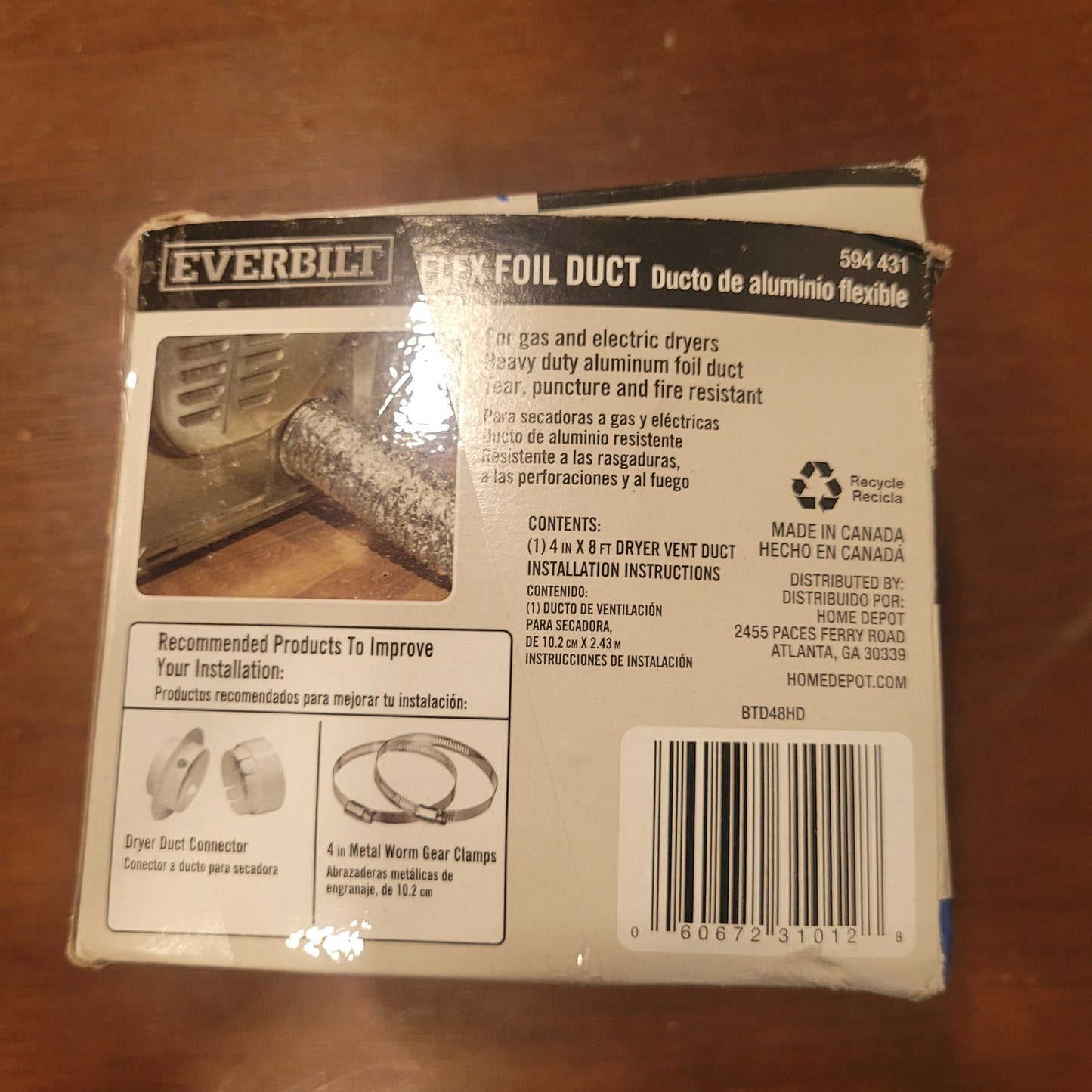 Everbilt 4" × 8 Ft Flexible Aluminum Dryer Vent Duct – HVAC Exhaust Hose