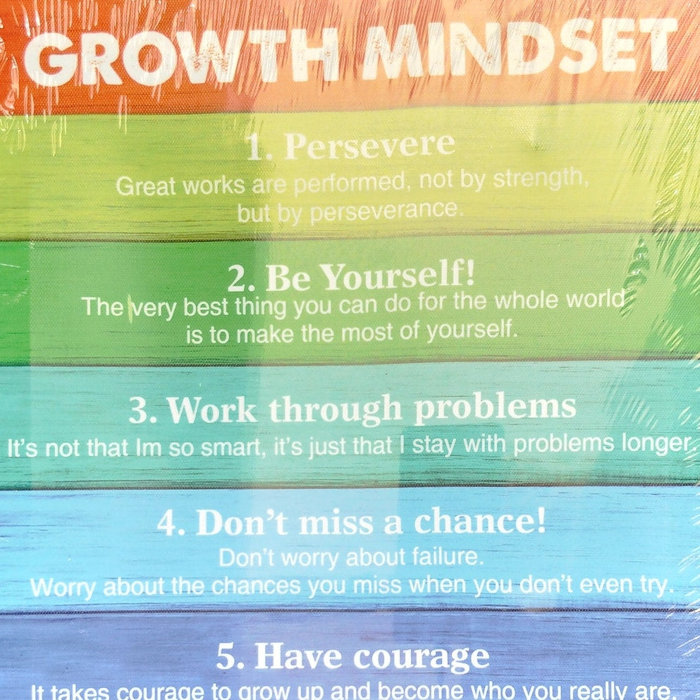 Inspirational Growth Mindset Wooden Canvas Art – Wall Hanging Sign, 11.5" x 15"