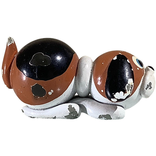 Miniature Glass and Clay Marblies Beagle Dog Figurine 3/4"H x 1-1/2"L