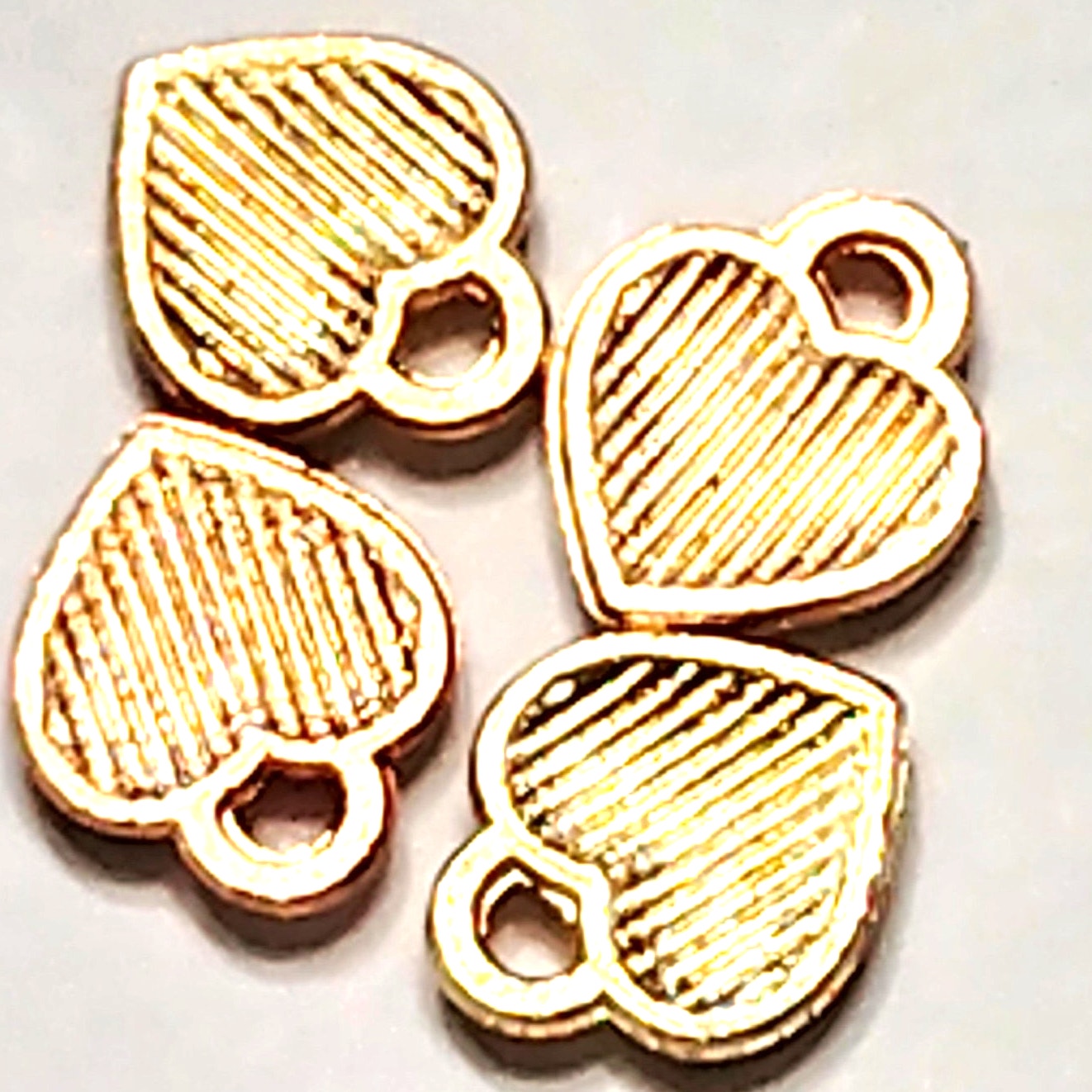 Heart Charms 4‑Pack Gold‑Tone Enamel Red White Pink Black 1/4" Jewelry Making