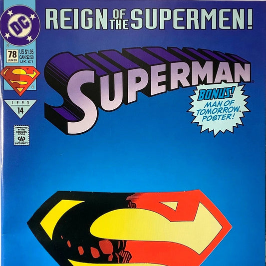 DC Comics, Superman #78, Collector's Die Cut Edition, Jun 1993, NM 9.4