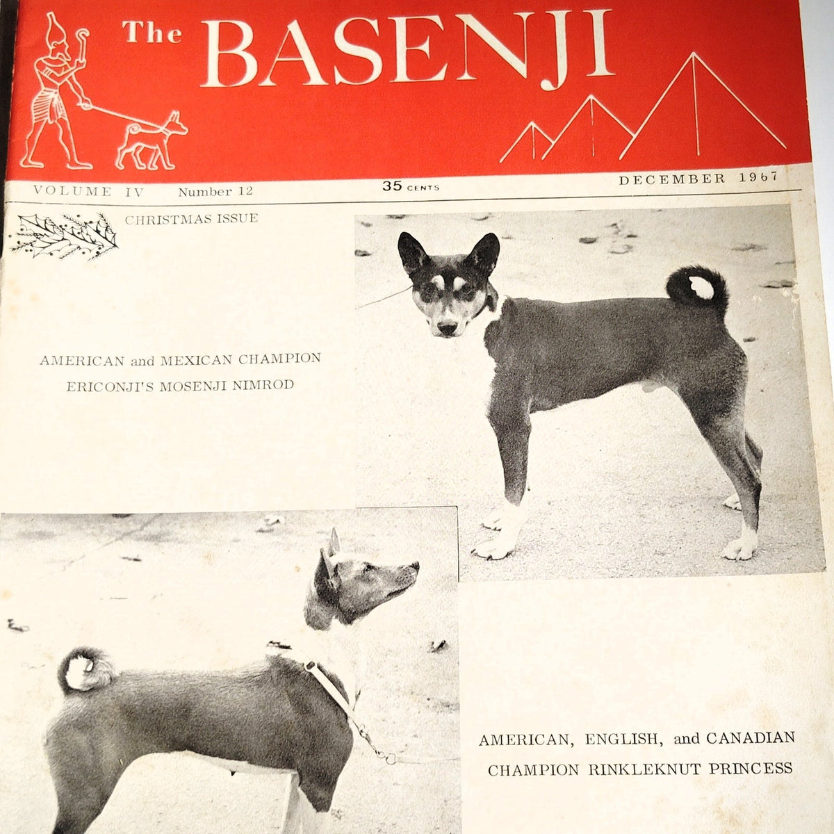 Vintage The Basenji Dog Magazine December 1967 Christmas Issue Vol IV No 12