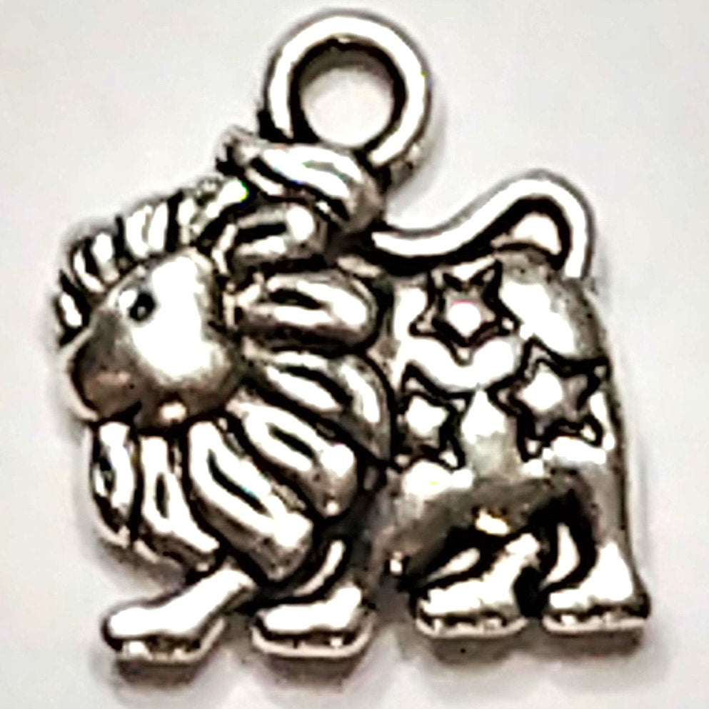 Zodiac Charm Leo July 23 – August 22 Patinated Silver 1/2" Lion Pendant Jewelry