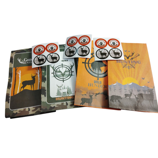 12Pcs Hunting Party Favor Bags - Camo Gift Bags w/ Deer Stickers - All Occasions