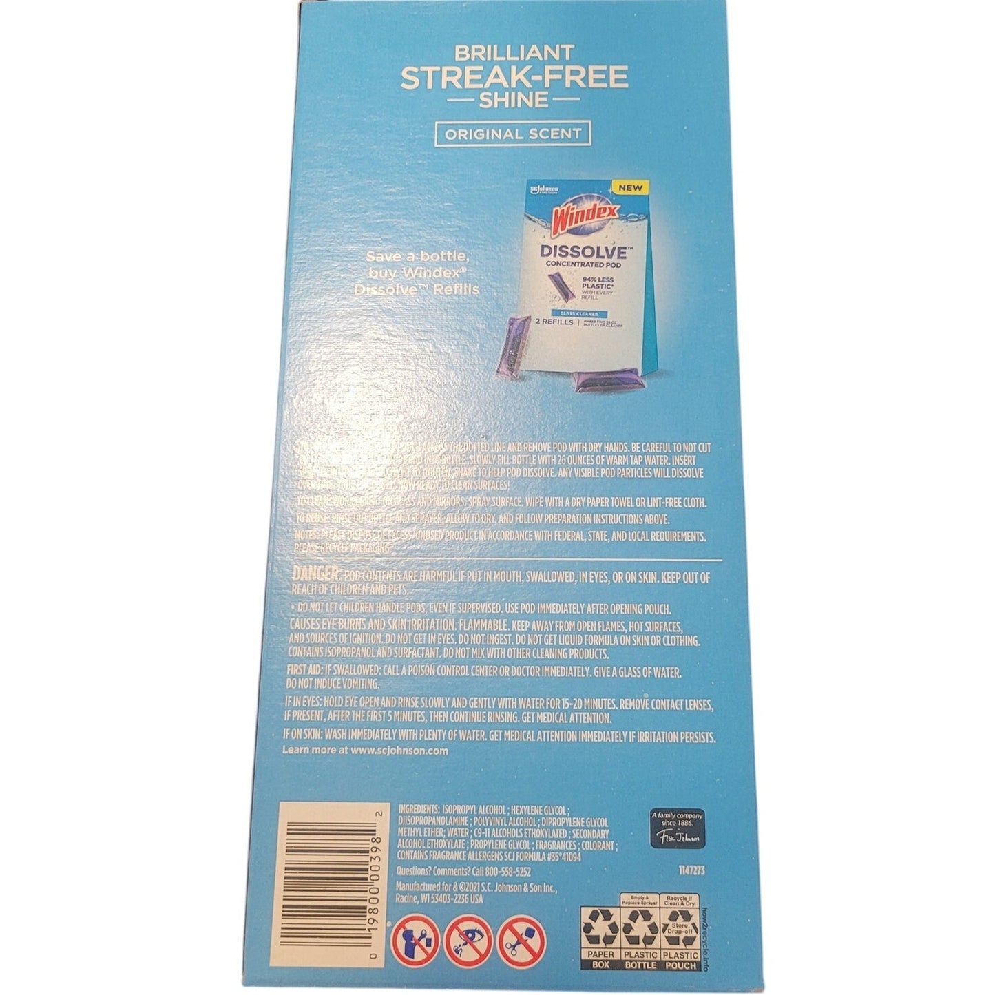 Windex Dissolve Pods Starter Kit – 1 Bottle + 1 Refill Pod – 0.28 fl oz