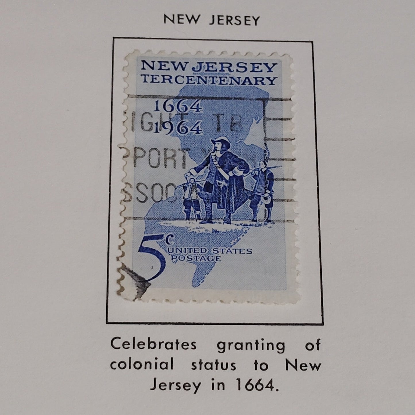 1964 Scott #1243 – 5¢ New Jersey Tercentenary / Colonial Founders – Canceled