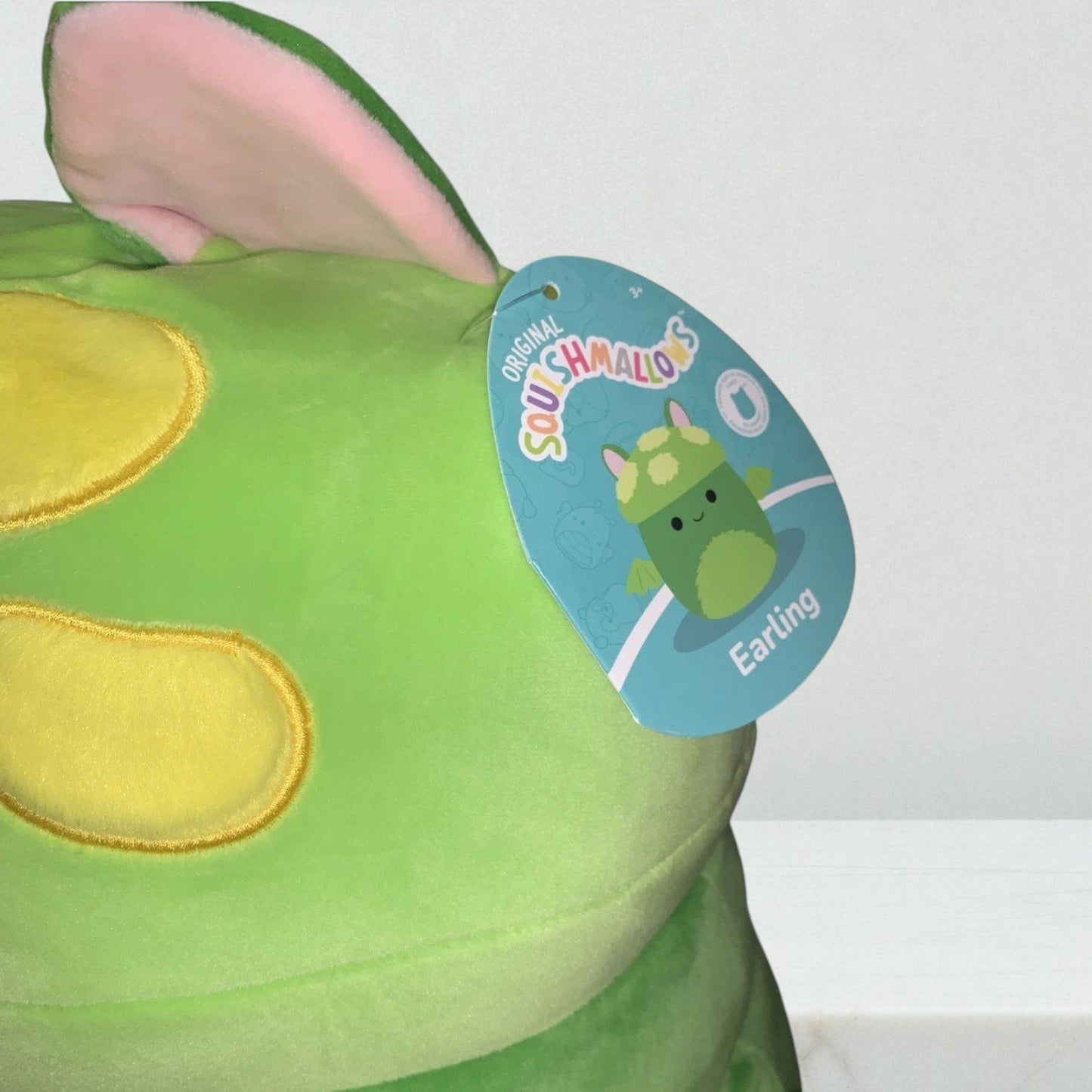Squishmallows Earling Plush Neon Green Mushroom Bat 14" Large, Official Jazwares