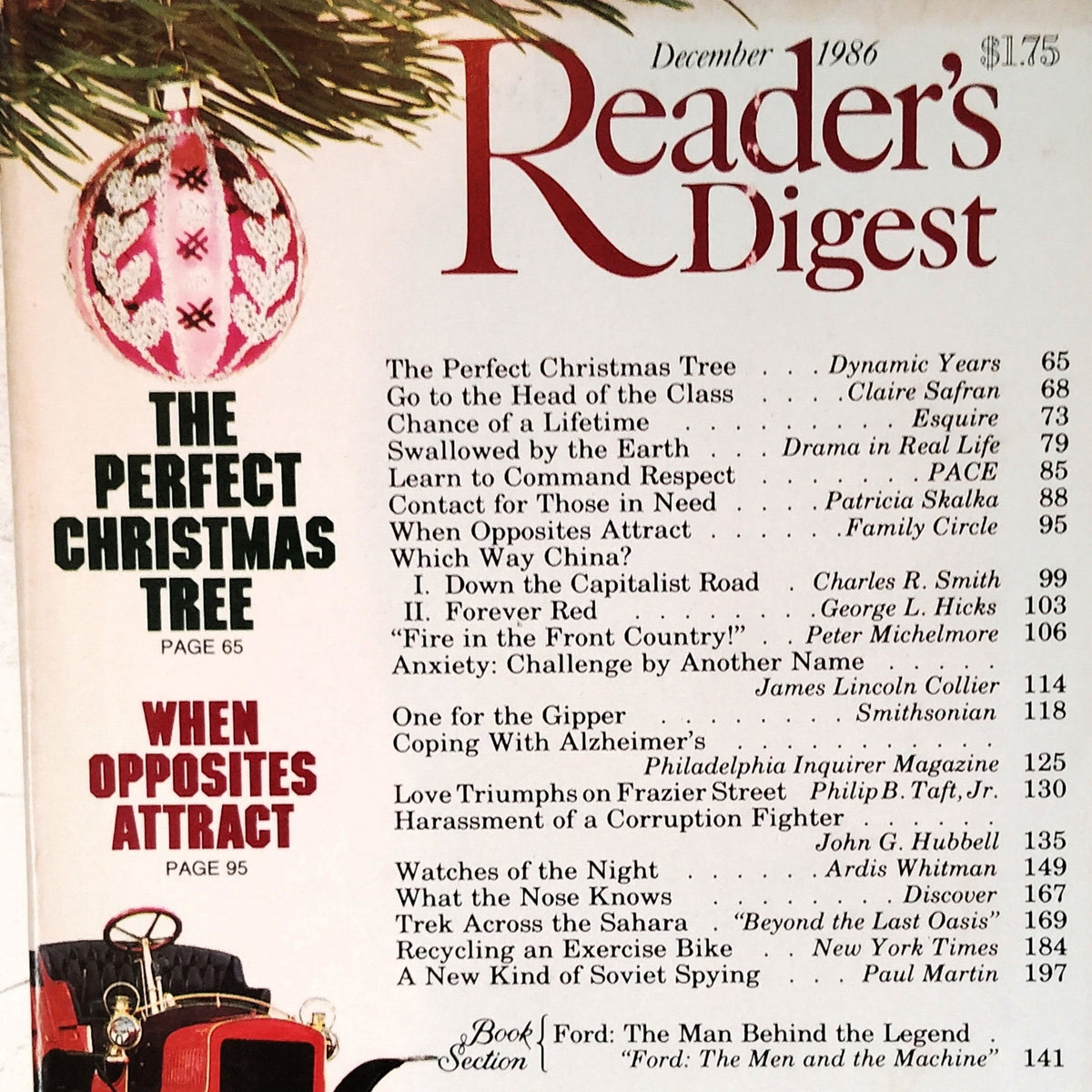 Reader's Digest December 1986 Vintage, One for the Gipper, Ford, Christmas Trees