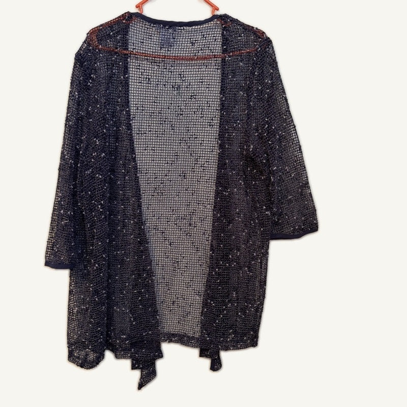American Sweetheart Blair Floral Dress & Open-Knit Cardigan Set L Blue