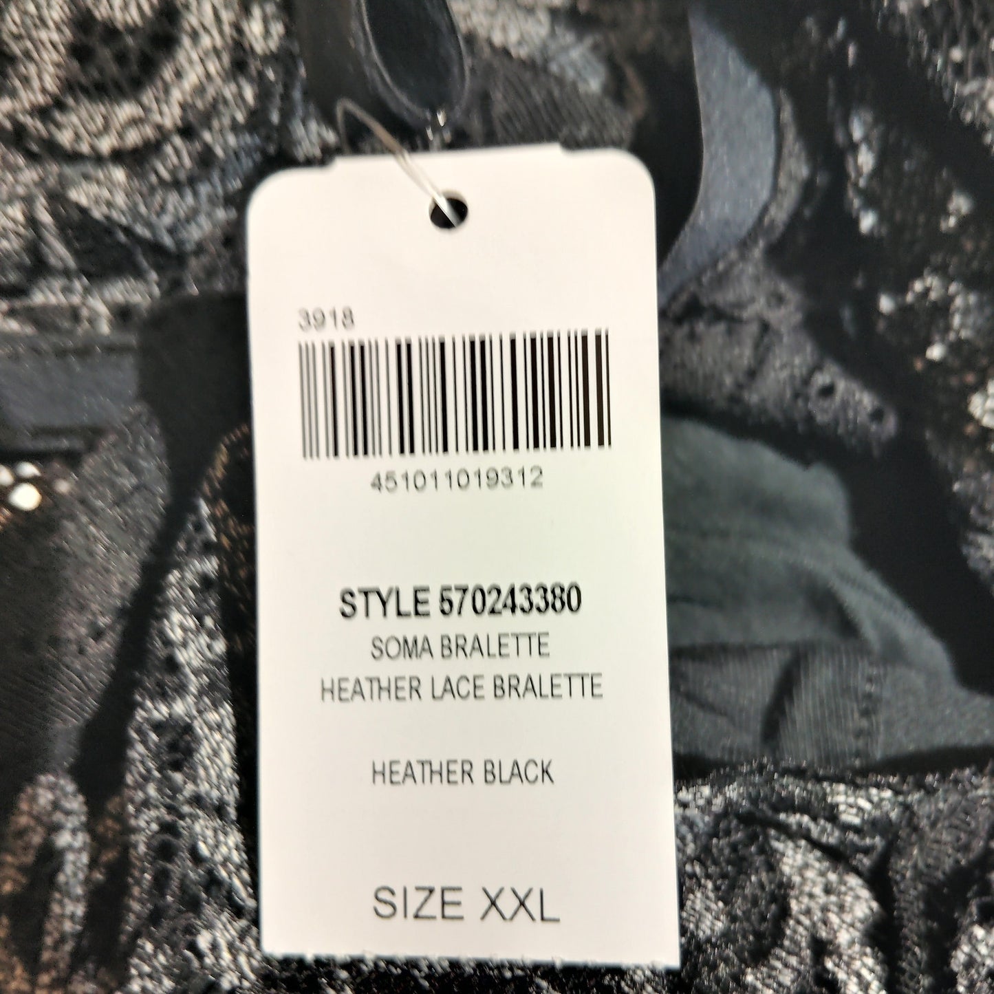 Soma Heather Lace Wirefree Bralette – Heather Black – XXL – Women’s