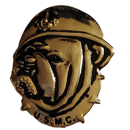 U.S.M.C. Bulldog Emblem Novelty Hat Lapel Brooch Pin, 1‑1/8"H × 7/8"W