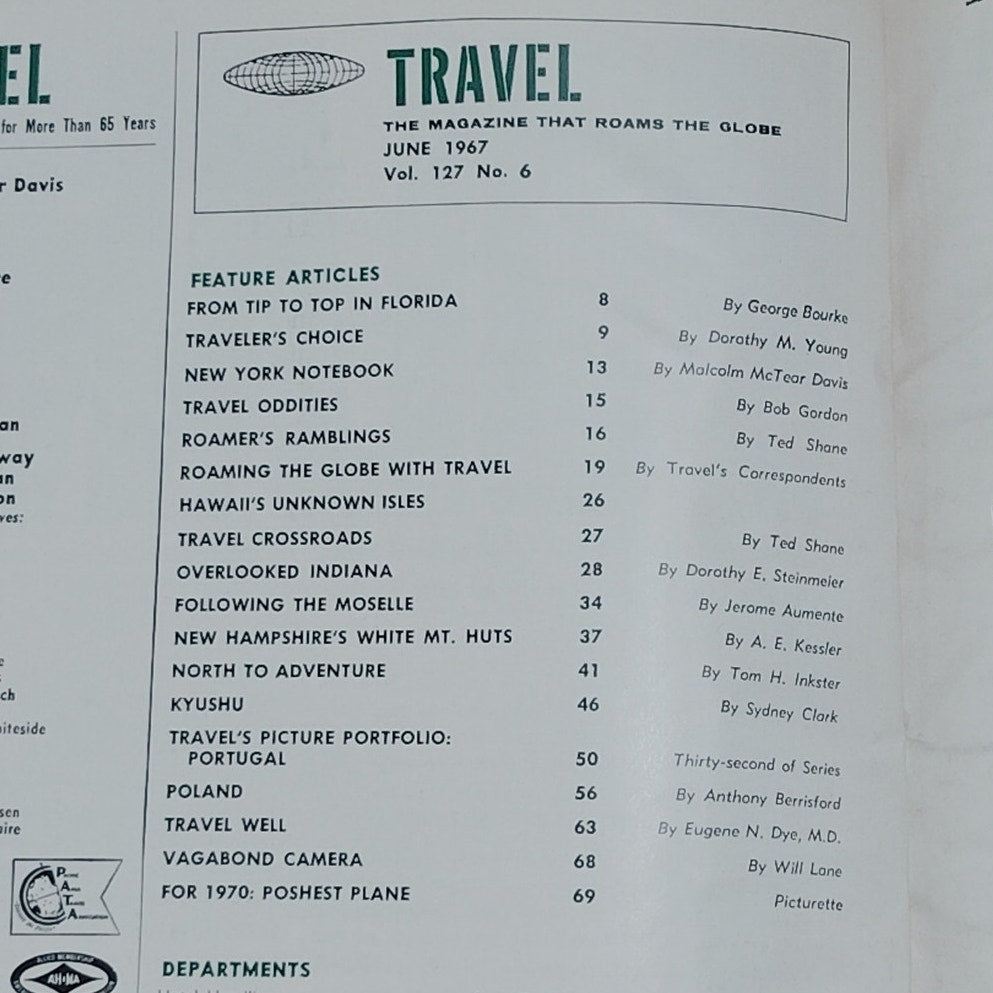 Vintage Travel Magazine - June 1967 - Roams the Globe - Indiana, Sydney, Poland