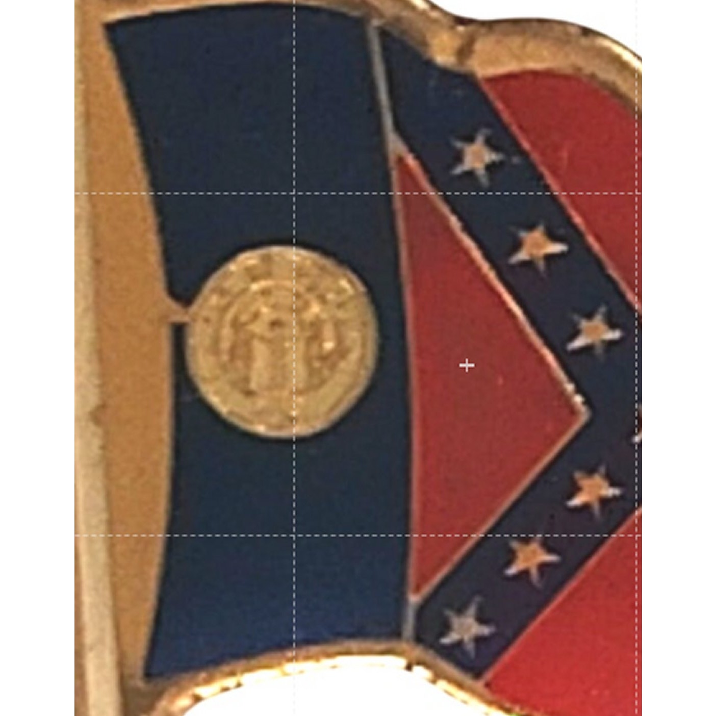 Georgia Historical Flag (1956-2001) Novelty Biker Jacket Hat Lapel Pin 7/8" Sq.