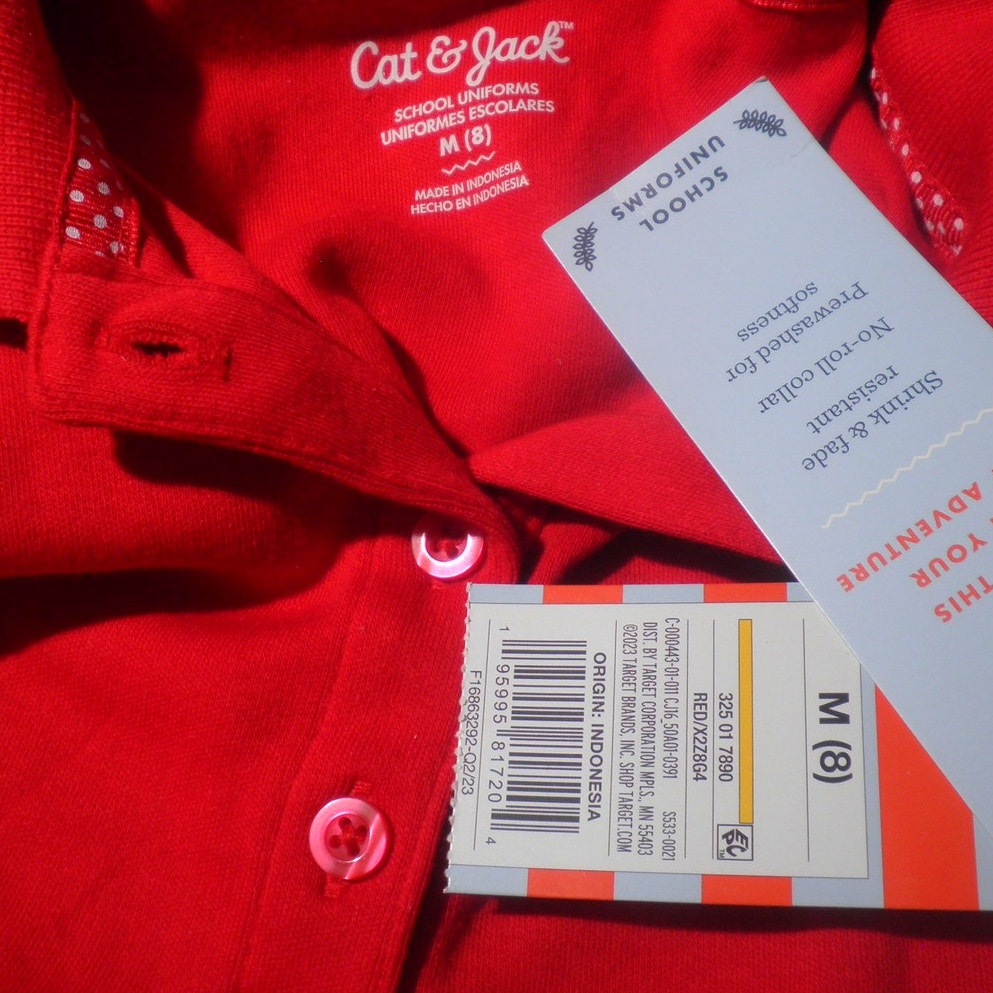 Girls' Short Sleeve Interlock Polo Shirt - Cat & Jack™ Red Medium (8)