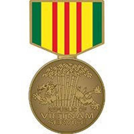 Vietnam Service Miniature Medal Novelty Hat/Lapel/Brooch Pin, 1‑1/8" × 3/4"