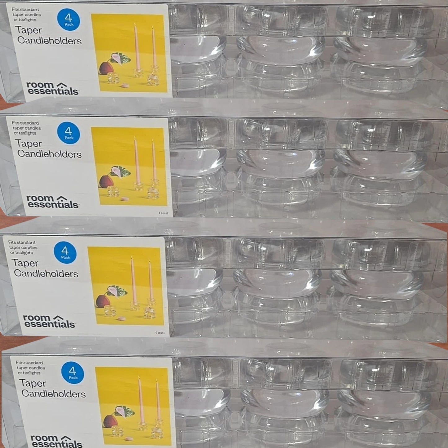 1-CS - 16-pk Bubble Glass Taper Candle Holders – Clear Modern Sculptural Design
