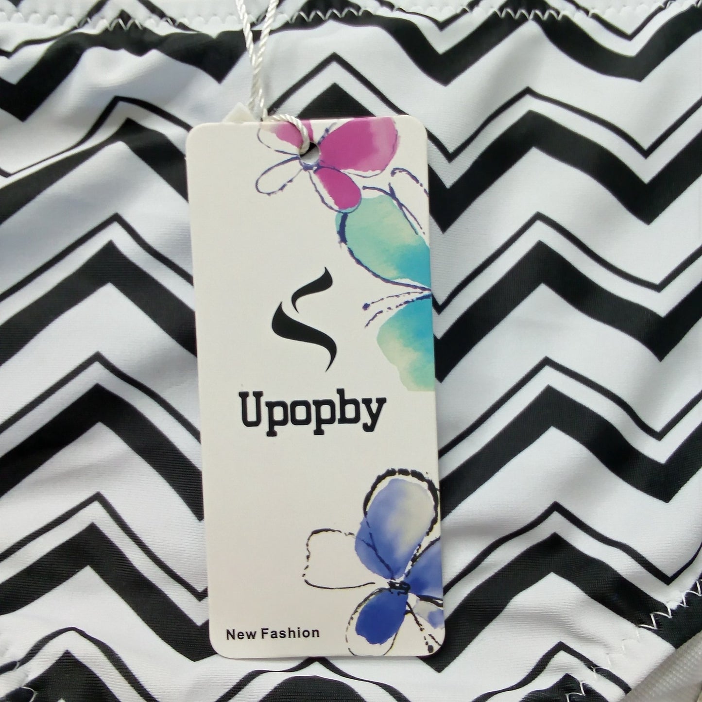 Upopby Zigzag Striped Bikini Bottoms Side Tie Chevron Print Women’s Small