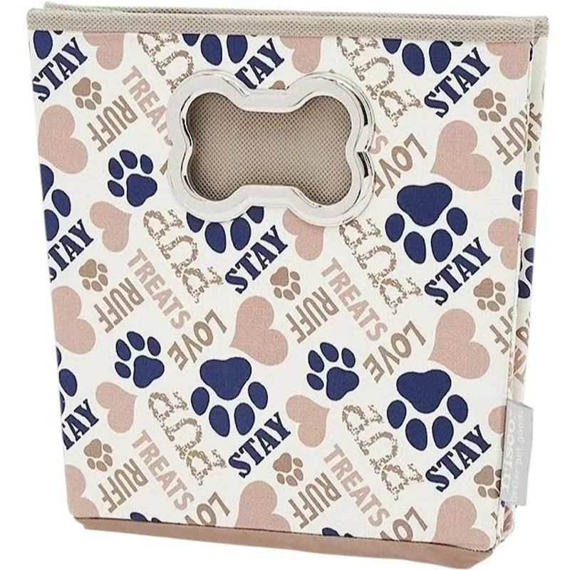 Frisco Rectangle Collapsible Pet Toy Storage Bin Novelty Paws 14.25 × 10.5 × 10