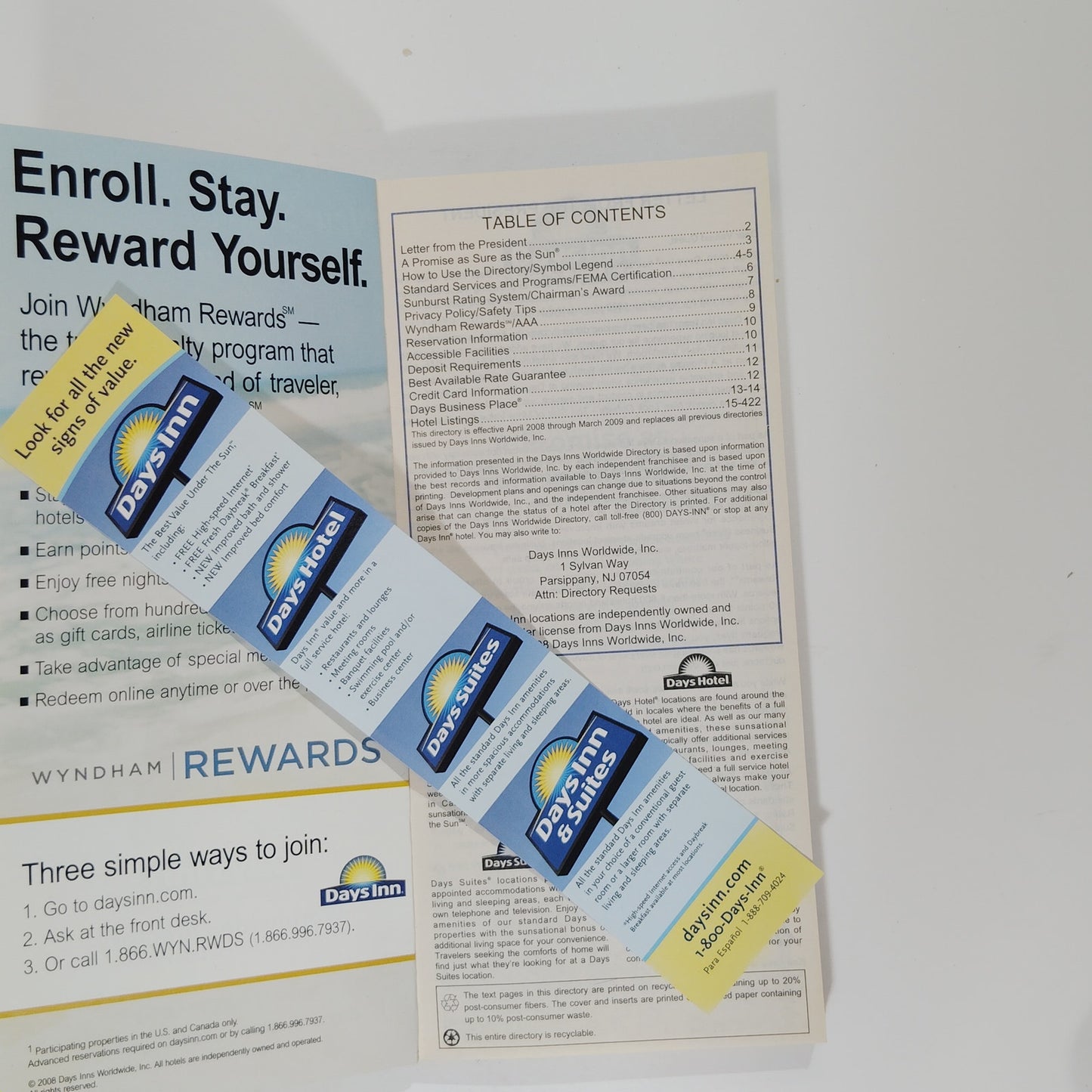 Days Inn Worldwide Directory, 04/1/08 - 3/31/09 Edition, 424 Pgs., Ephemera