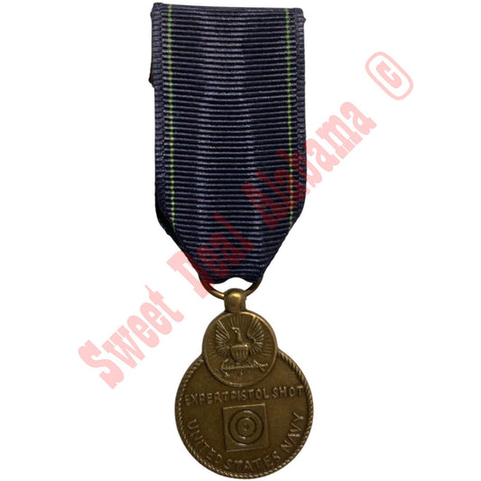 Navy Expert Pistol Shot Achievement Medal, Hat/Lapel Pin 2-7/8"H x 3/4"W