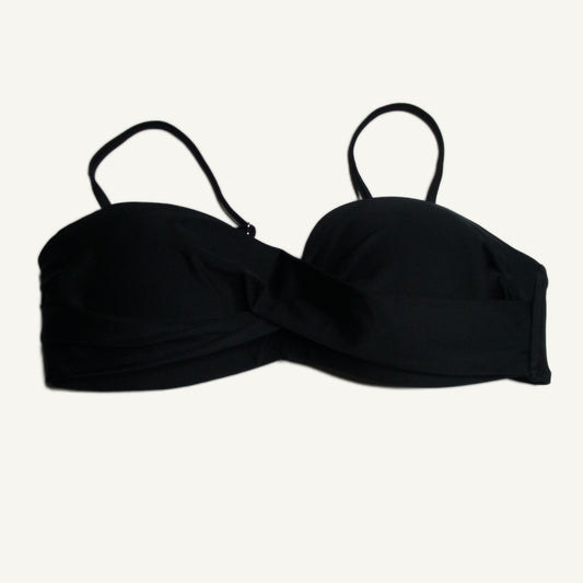 Black Strapless Twisted Front Bikini Swim Top - Unbranded Women's Size L
