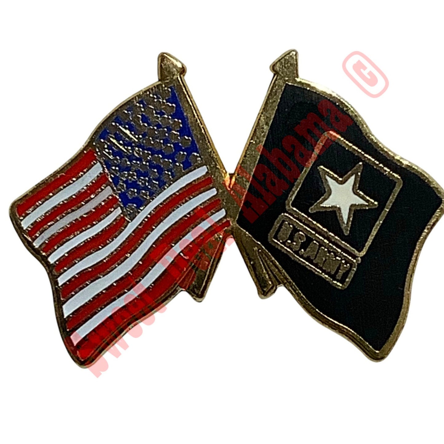 U.S. Flag and U.S. Army Flag  Hat, Lapel or Tie Tack Pin, 13/16"H x 1-1/8"W