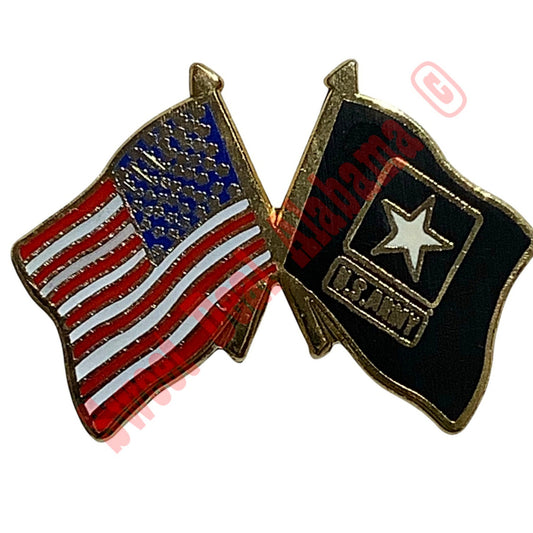 U.S. Flag and U.S. Army Flag  Hat, Lapel or Tie Tack Pin, 13/16"H x 1-1/8"W