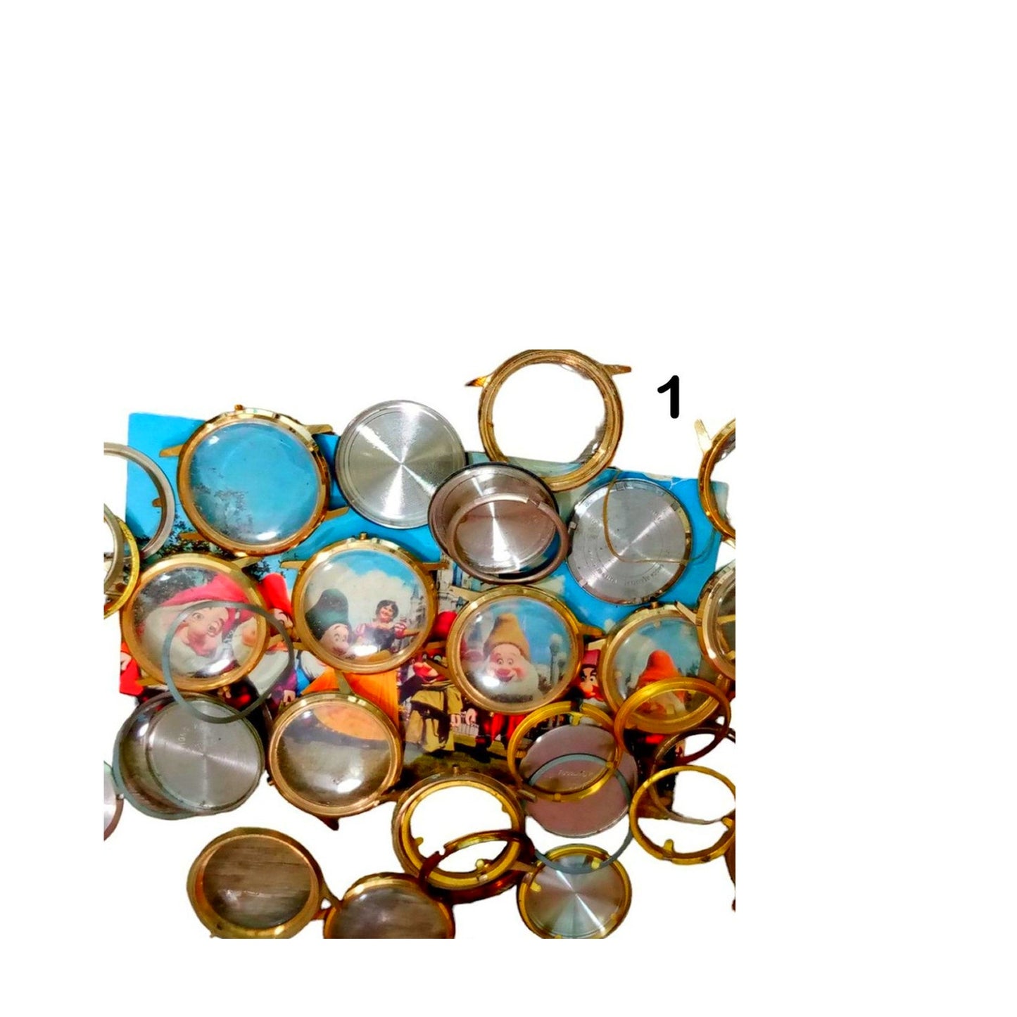 Steampunk Craft Supplies, Watch Cases, Bezels, Crystals, Backs - 8 oz Bag #4