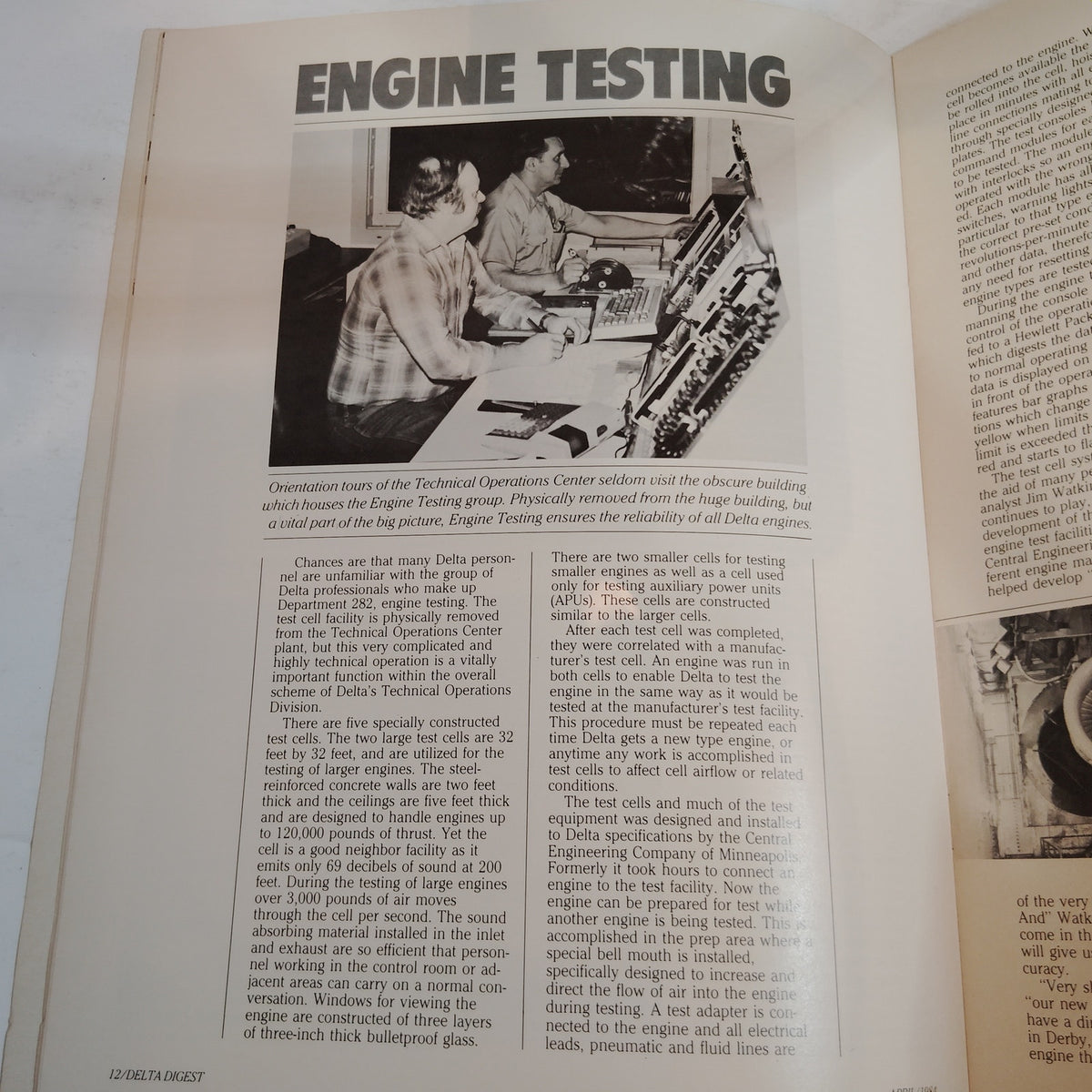 Delta Digest April 1984 - 1984 Louisiana World Exposition, Engine Testing